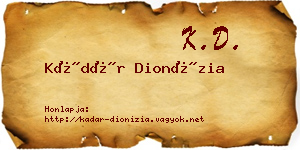 Kádár Dionízia névjegykártya